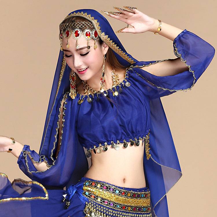 Belly dance clothing dongf Belly dance suit Performing shirt Indian dance exercise clothes, top lamps long d