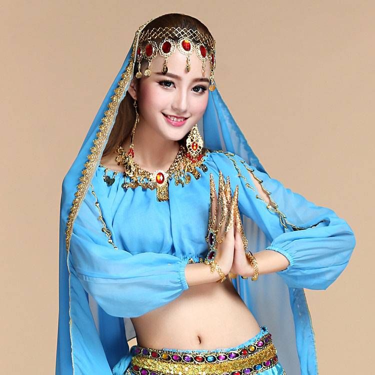 Belly dance clothing dongf Belly dance suit Performing shirt Indian dance exercise clothes, top lamps long d