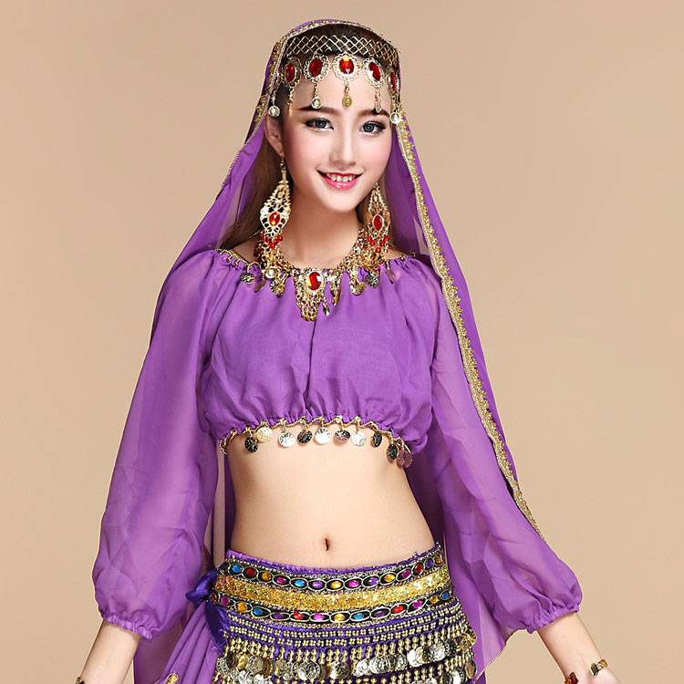 Belly dance clothing dongf Belly dance suit Performing shirt Indian dance exercise clothes, top lamps long d