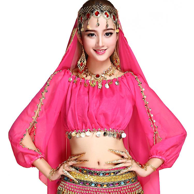 Belly dance clothing dongf Belly dance suit Performing shirt Indian dance exercise clothes, top lamps long d