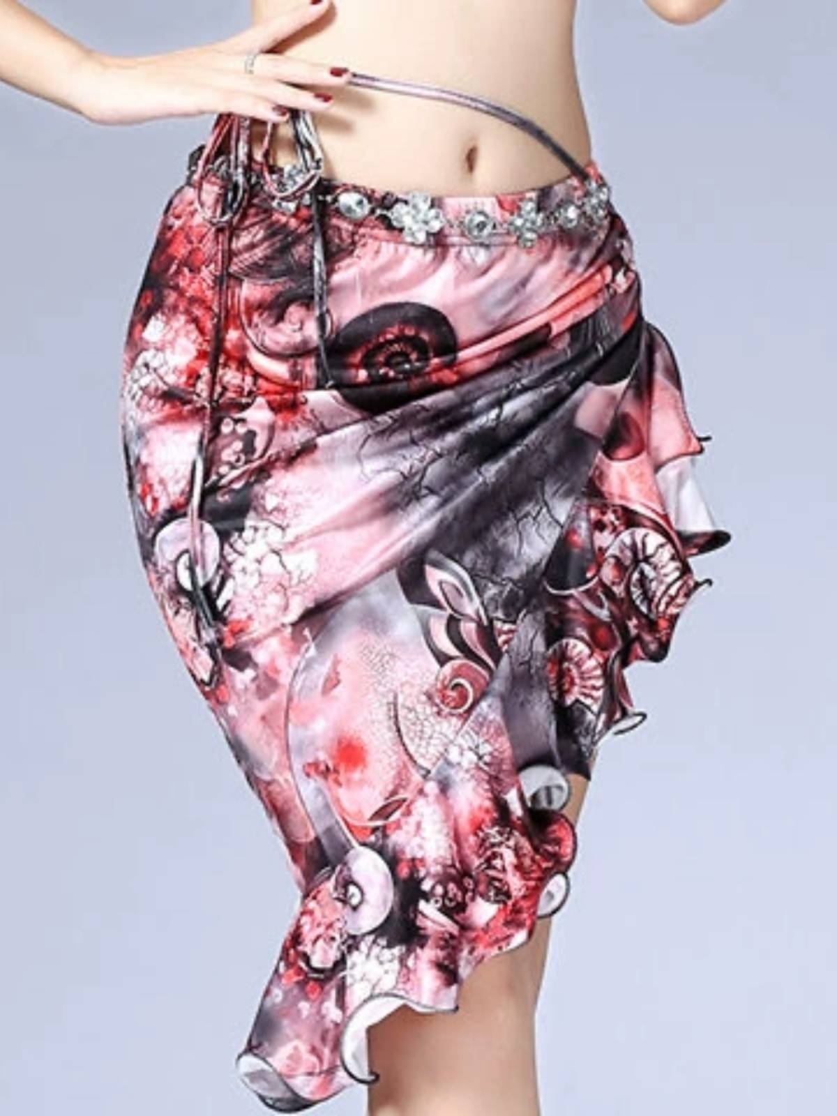 Belly dance skirt new exercise dance dance clothing belly dance practice service belly dance clothing anti -walking light printing