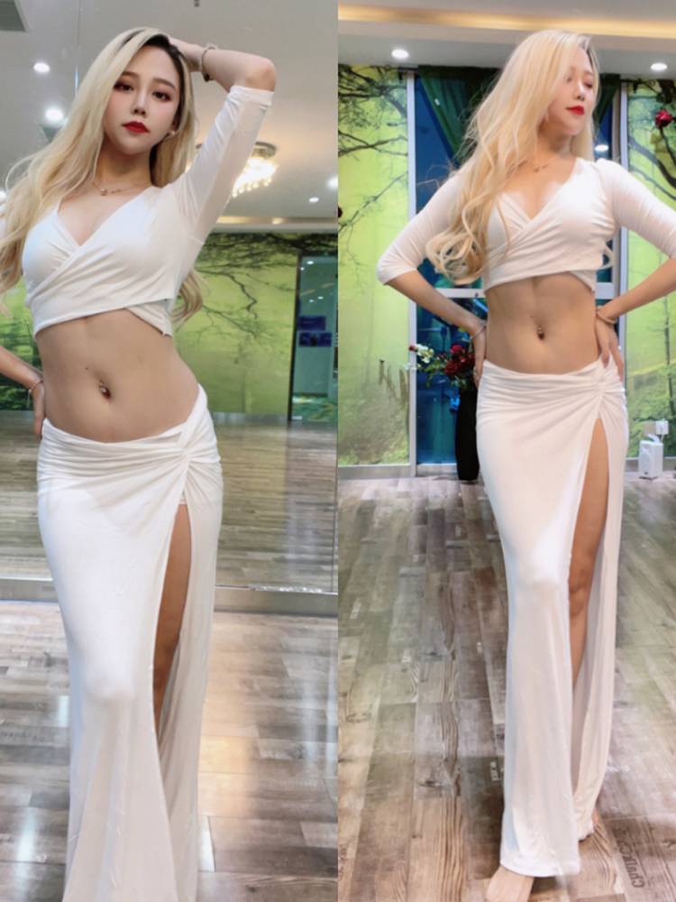 Belly Dance Practice Set 203 Summer New Modal Top+Skirt Female Oriental Dance Server