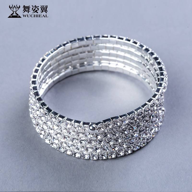 Dance posture belly dance bracelet stage performance spiral surround rhinetic arm chain female hand accessories Indian dance flash drill bracelet