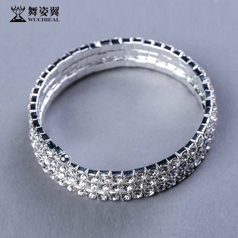 Dance posture belly dance bracelet stage performance spiral surround rhinetic arm chain female hand accessories Indian dance flash drill bracelet