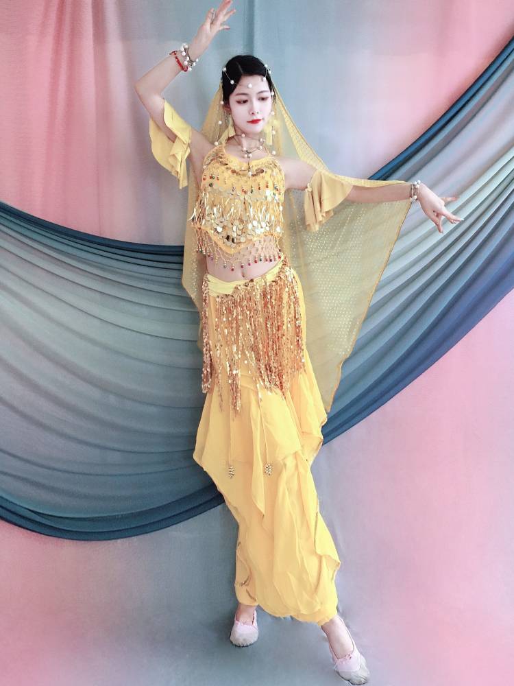 Indian dance clothing rotating pants ethnic dance Xinjiang dance Tianzhu exotic wind belly west area clothing children's performance clothing