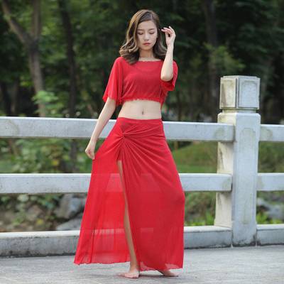 Spring and summer new belly dance set large size dance practice clothing Indian dance beginner performance skirt