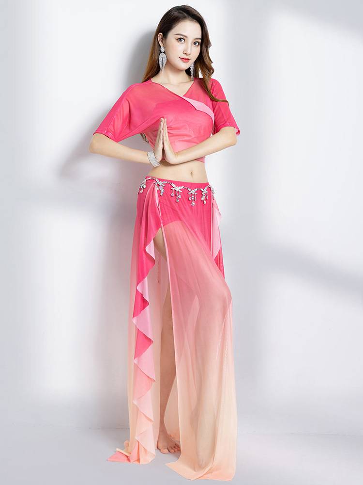 Belly dance clothing female summer sexy mesh practice suit set Oriental dance clothing 2024 new performance clothing