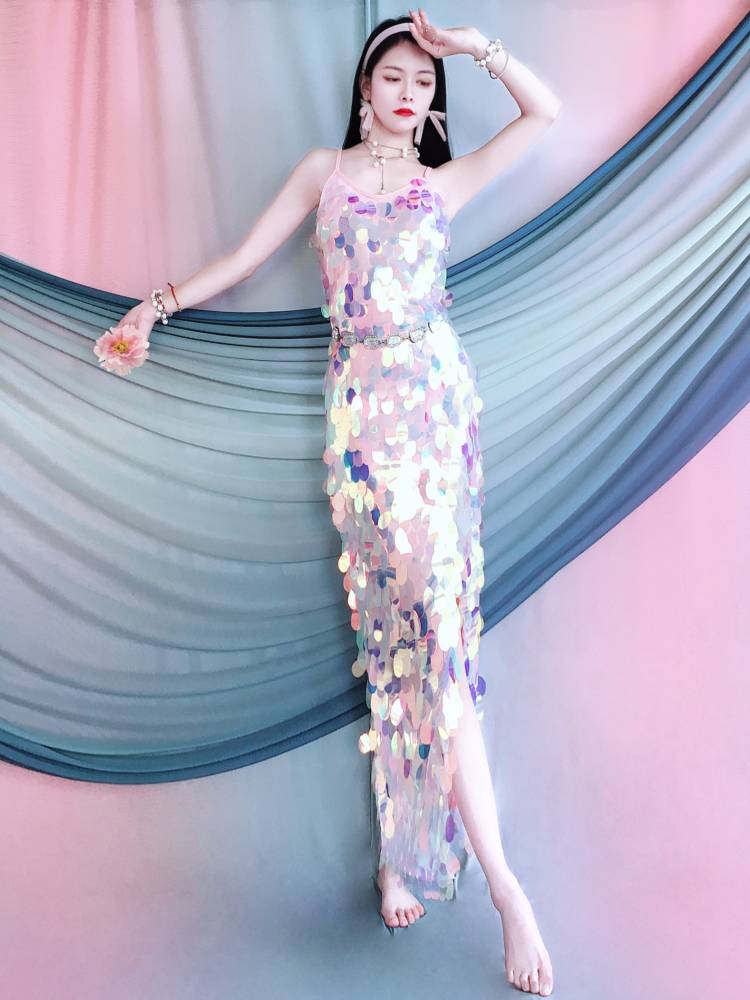 Belly dance service on the photo shows the new mermaid sequins suspender holiday dressed dress summer children's performance service