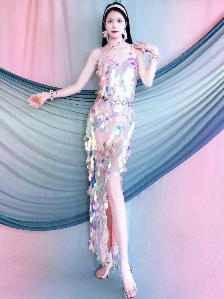 Belly dance service on the photo shows the new mermaid sequins suspender holiday dressed dress summer children's performance service