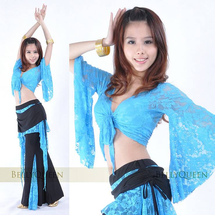 Belly Dance Set/Belly Dance Practice Server/Yoga Fitness/Tribe Style/Lace top+lace skirt pants