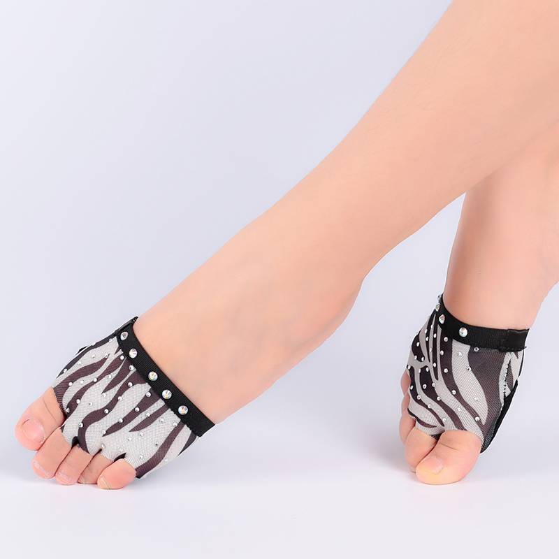 2022 new five -hole hot diamond diamond pattern belly dance half -shoe feet handle ballet gymnastics dance exercise shoes