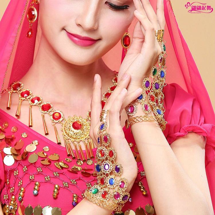New belly dance jewelry bracelet Indian dance accessories dance performance color diamond ring bracelet