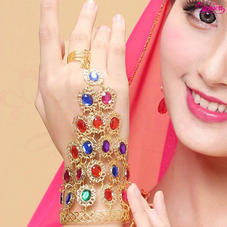 New belly dance jewelry bracelet Indian dance accessories dance performance color diamond ring bracelet