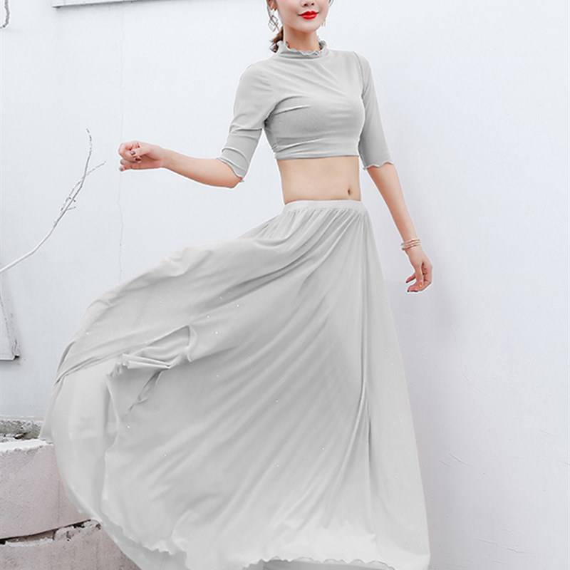 The new modern dance big skirt performed the belly dance long skirt, the web velical elegant beginner dance practice service