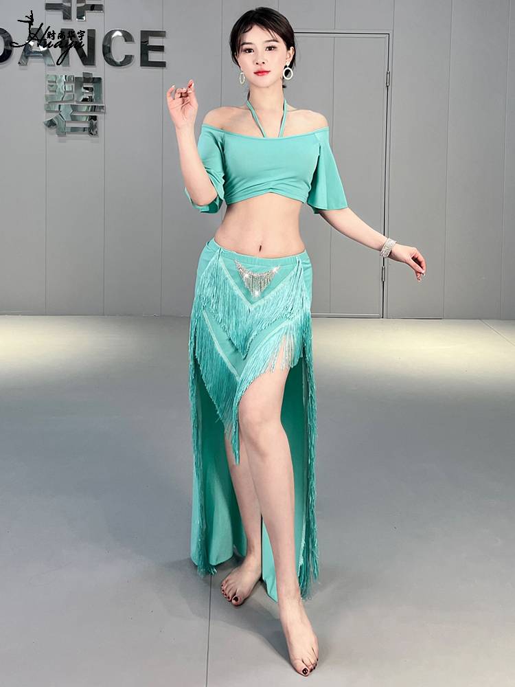 Belly dance exercises 2024 new sexy irregular tassel long skirt set performed in order to serve oriental dance clothes