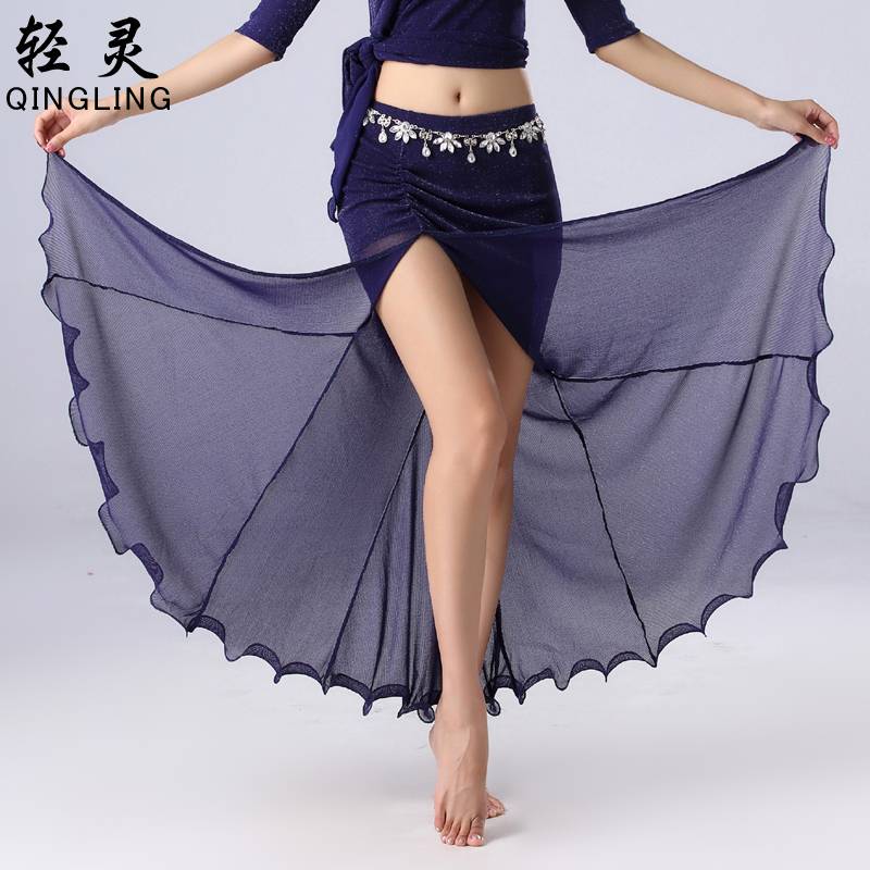 Belly dance skirt 2024 new belly dance under the half -body skirt sexy large size exercise performance long skirt beginner