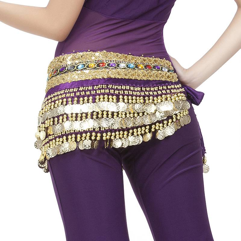 Dancer 248 coin double -chip chain one -drill belly dance beginner waist chain chain belly dance clothing suit belt