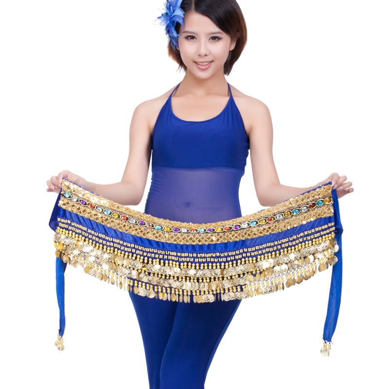Dancer 248 coin double -chip chain one -drill belly dance beginner waist chain chain belly dance clothing suit belt