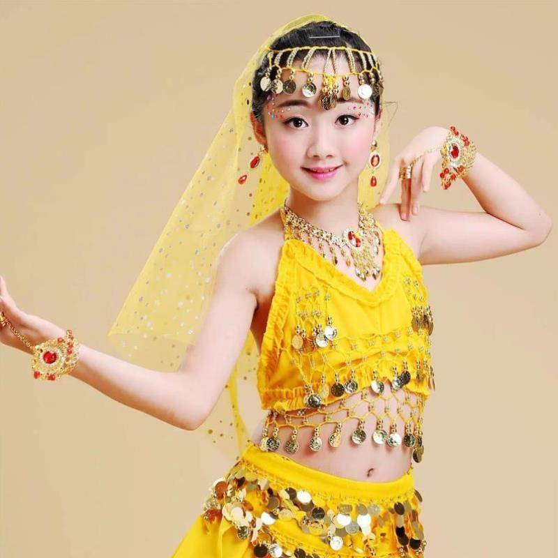 New children's belly dance head jewelry scarf dance performance accessories head jewelry scarf color point pure veil