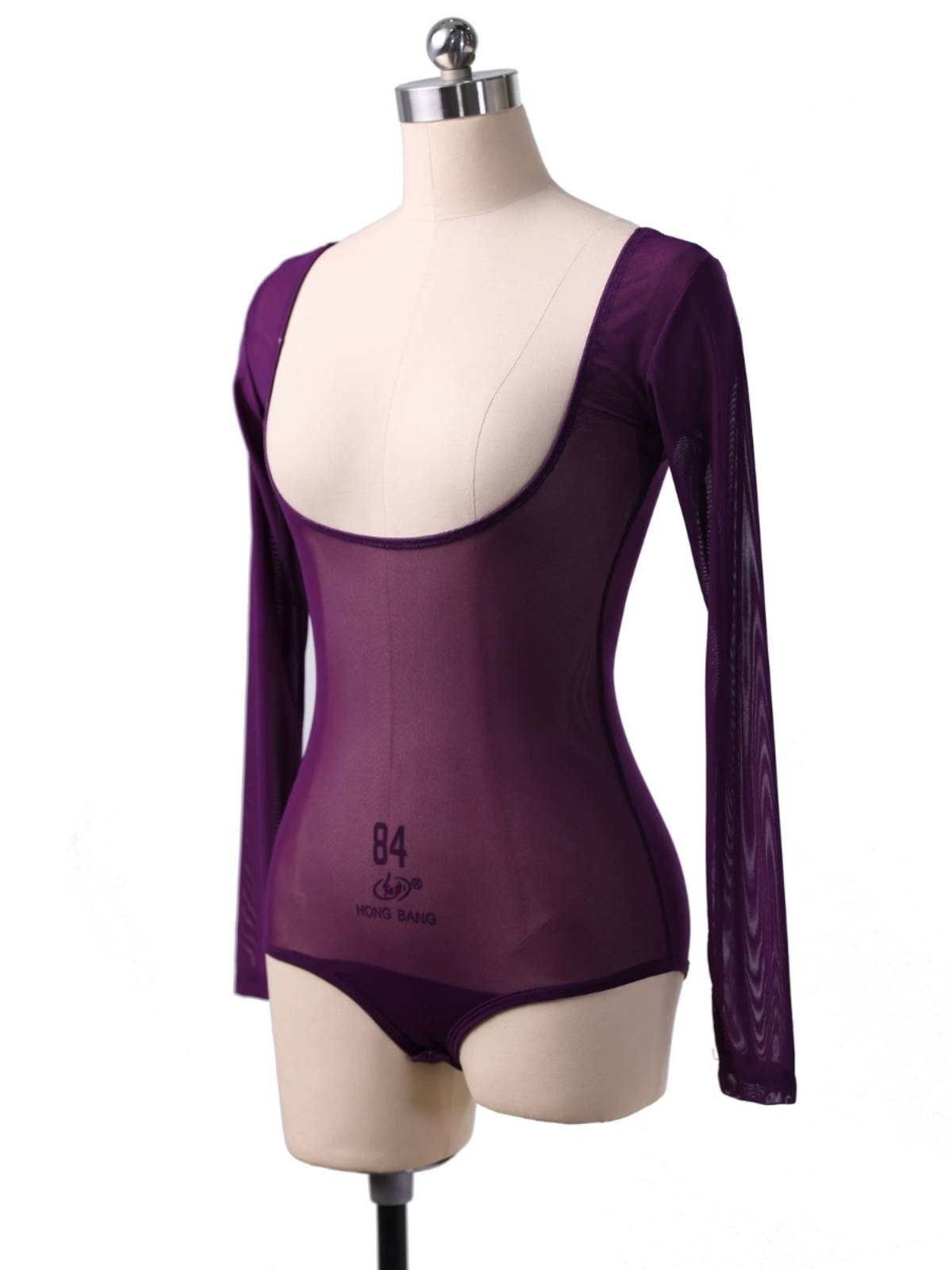 Belly Dance Top Latin Dance Performance Blind Patriarch long sleeve hidden clothing network gauze conjoined water yarn skin color