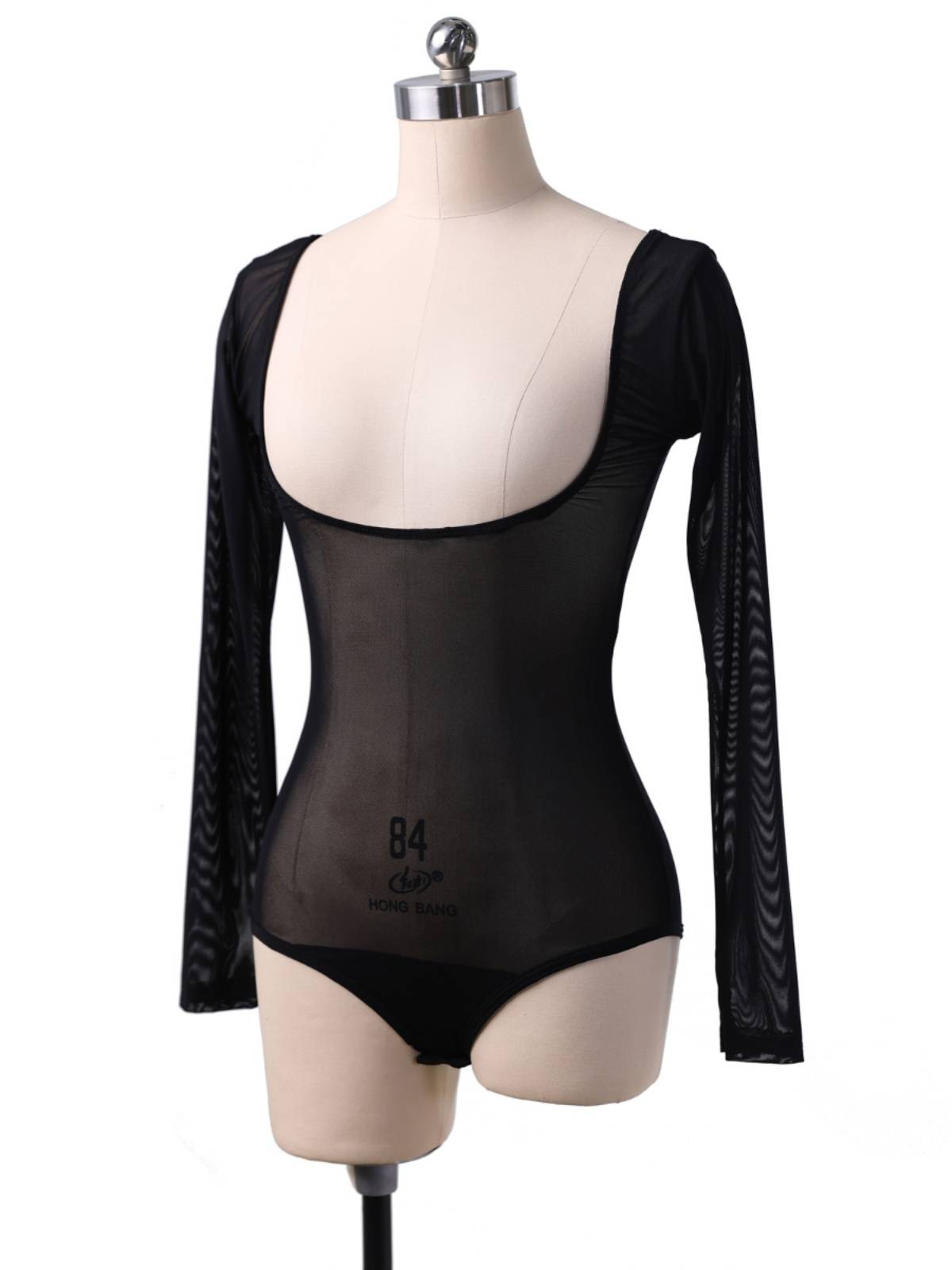 Belly Dance Top Latin Dance Performance Blind Patriarch long sleeve hidden clothing network gauze conjoined water yarn skin color