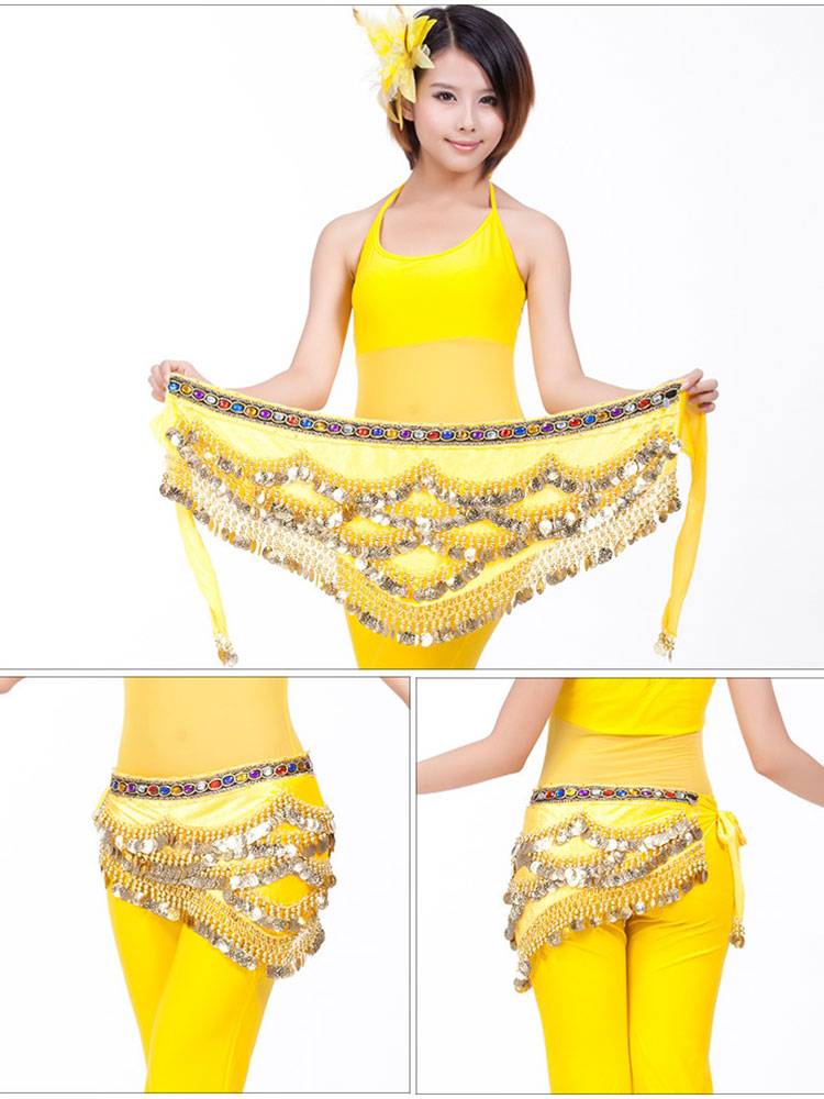 Belly dance waist chain beginner female 328 coin velvet worship waist chain Indian dance belt oriental dance hip scarf