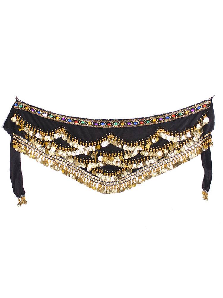 Belly dance waist chain beginner female 328 coin velvet worship waist chain Indian dance belt oriental dance hip scarf