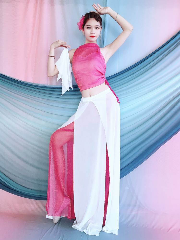 Belly dance new combination of classical style dance water yarn skirt three -piece modern Oriental dance performance service
