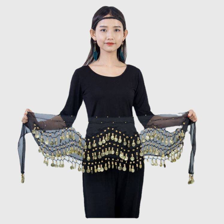 Belly dance waist chain hip scarf new streamproof belt Indian dance clothing waist towel oriental dance waist decoration female Latin waist seal