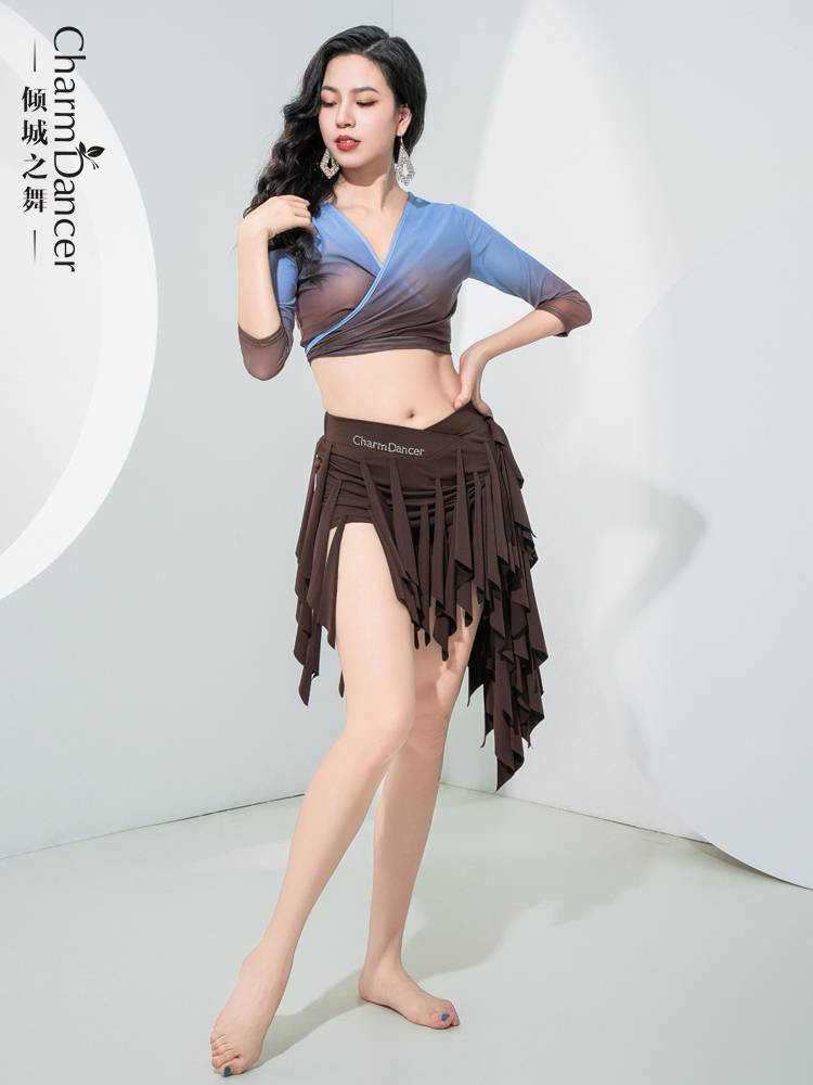 The dancing belly dance practice service 2024 new gradient color top top skirt Oriental dance performance service