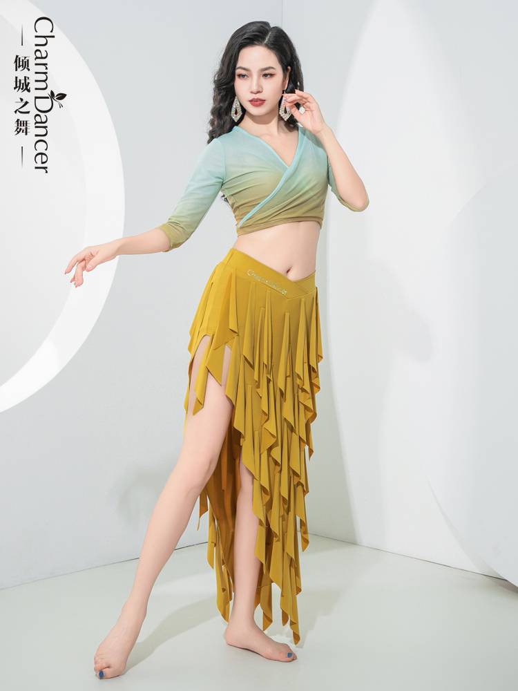The dancing belly dance practice service 2024 new gradient color top top skirt Oriental dance performance service