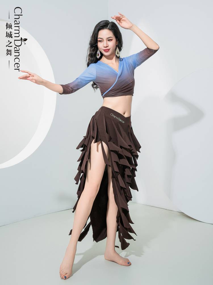 The dancing belly dance practice service 2024 new gradient color top top skirt Oriental dance performance service