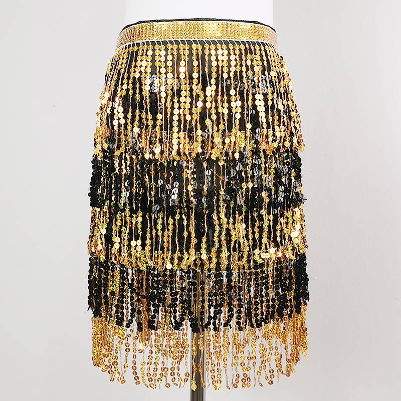 Belly dance waist chain new Li Su scarf skirt five -layer chiffon belt Indian dance waist seal performed waist scarf accessories