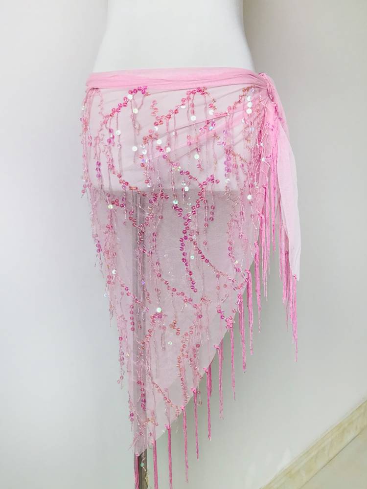 Belly dance waist chain 2023 new exercise uniform hip hip -hip scarf beginner triangular scarf sequins, streamlined belt