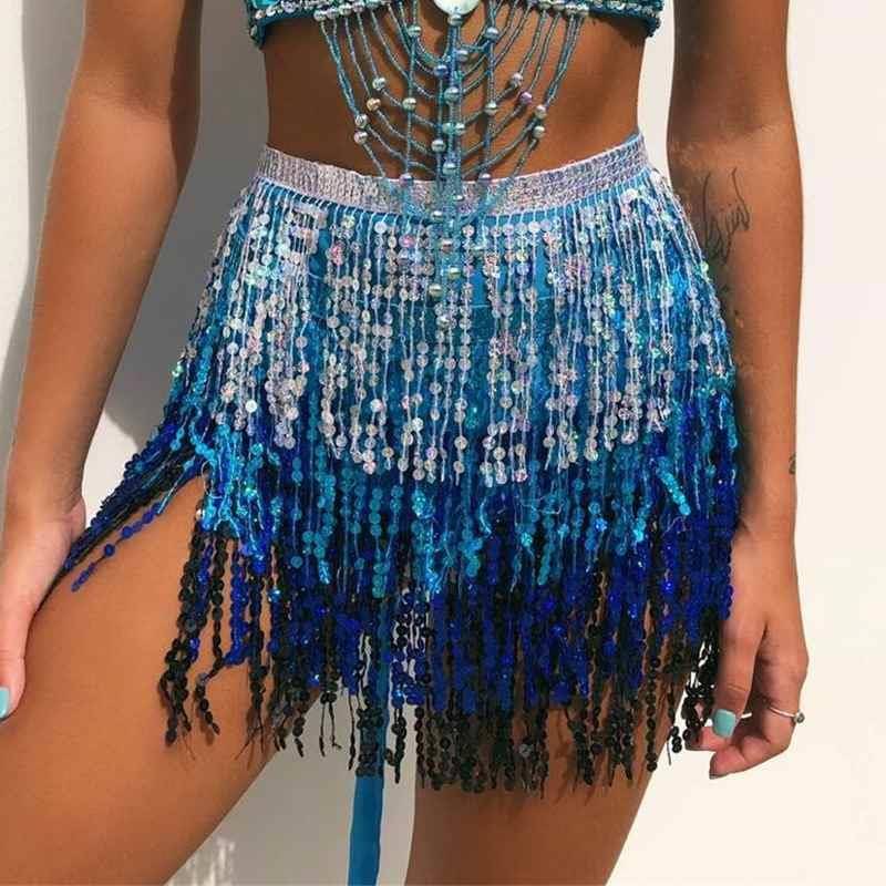 Belly dance waist chain new Flush towel skirt four -layer chiffon belt Indian dance waist seal performed waist scarf accessories