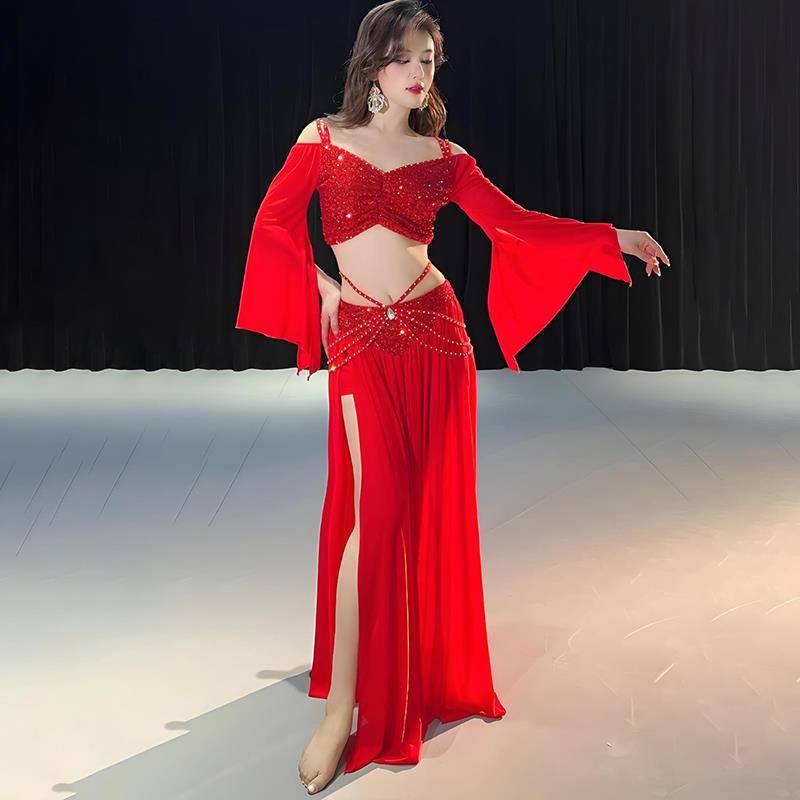 Belly dance service performance service female 2024 new small sub -exotic dance clothing practice suit set summer clothing