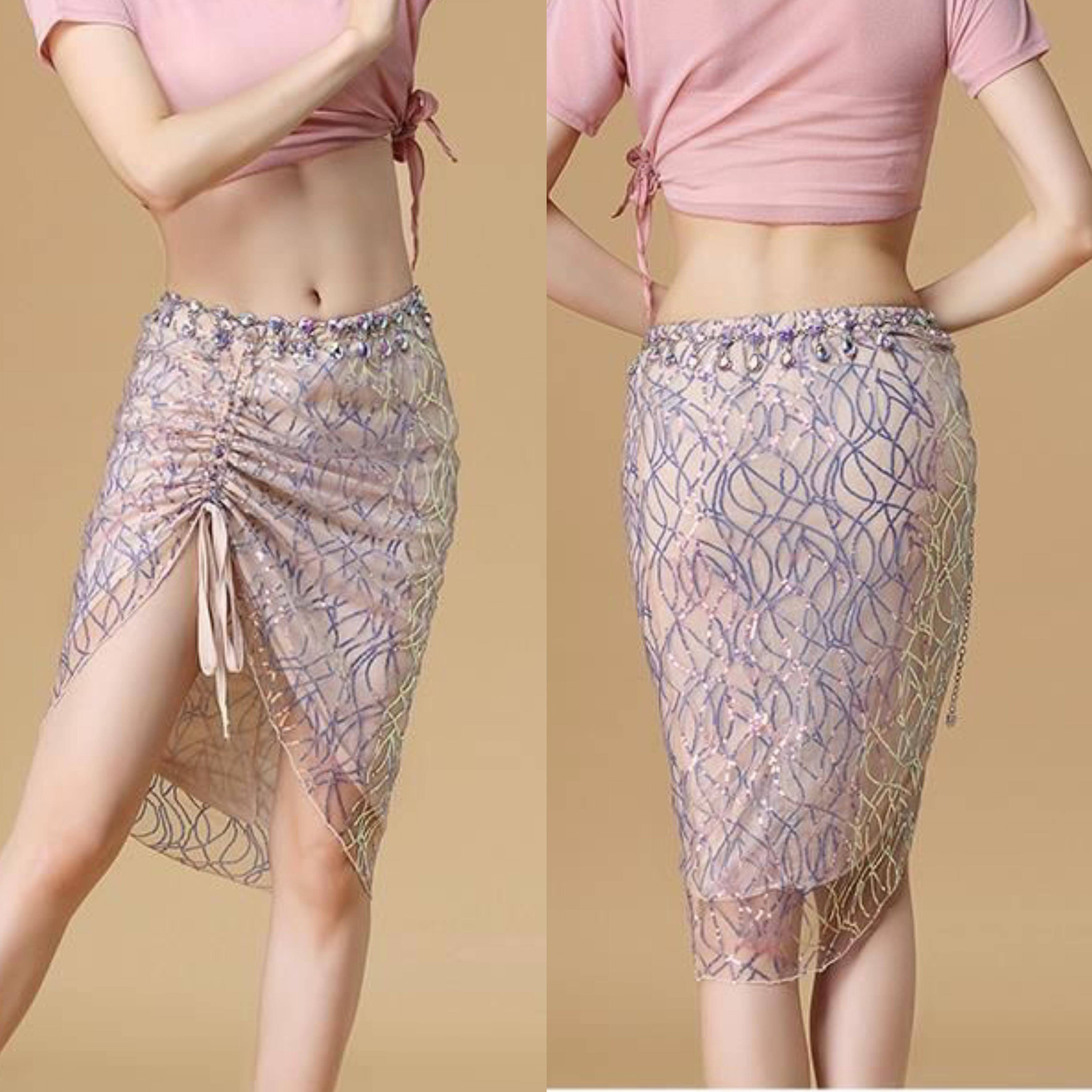 Belly dance sexy body sequ consolidation skirt women's nightclub DJ pure desire hot girl is thin and irregular skirt to prevent light