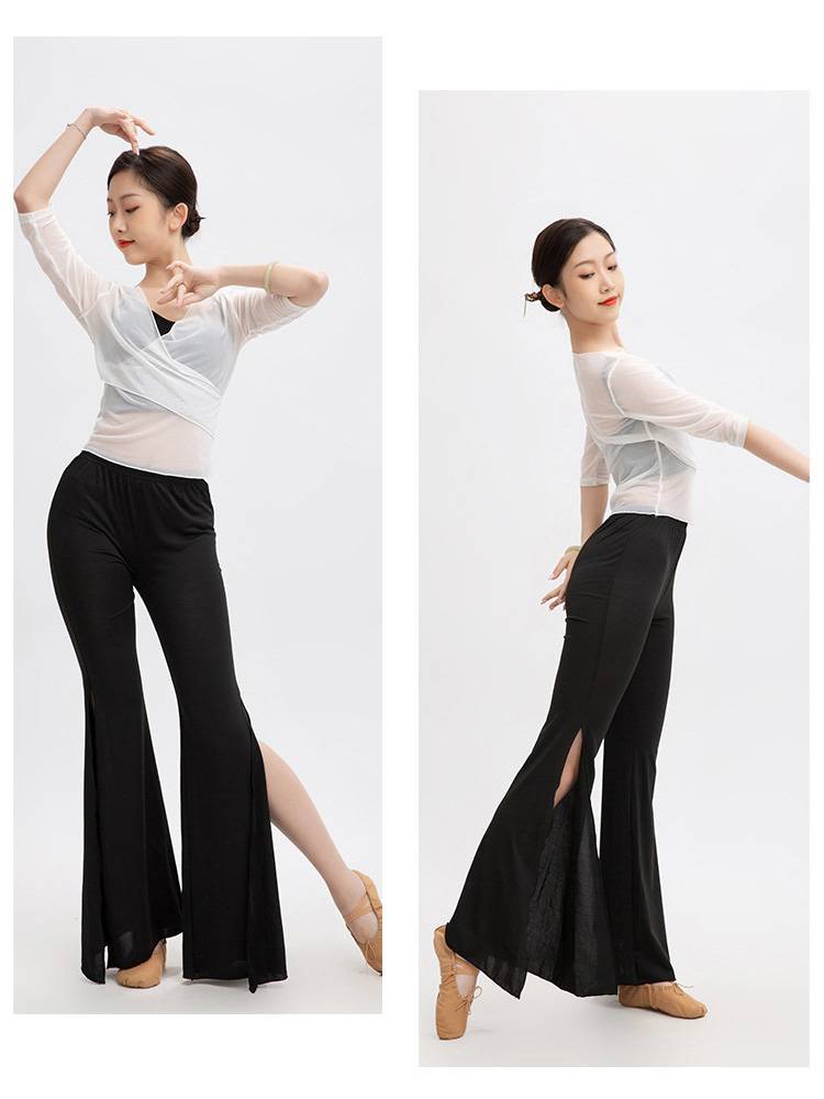 Dance practice clothes, shirt, rhyme yarn performance clothes, flared pants belly dance, elegant classical dance clothes female