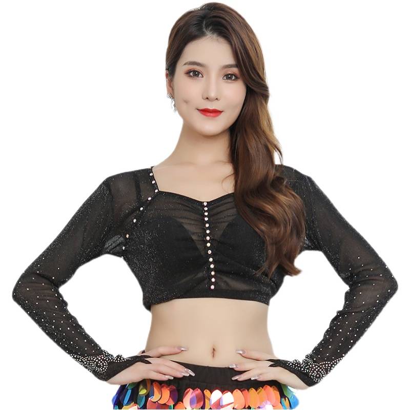Belly dance shirt sexy new practice service high bombs, gauze nails hot drill oriental dance clothing female exercise service