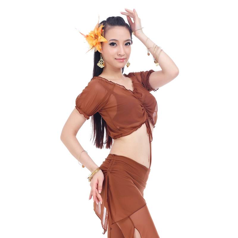 Dancer Belly Dance Practice Set New Korean Imported Exercise Service High Bullet Wiring Win Win Short Sleeve Skirts