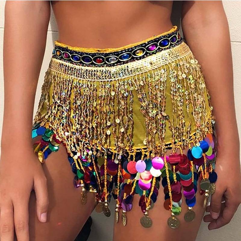 New product belly dance waist chain Indian sequins, hip scarves, soverell scarves performed versatile belt practice waist sealing girl