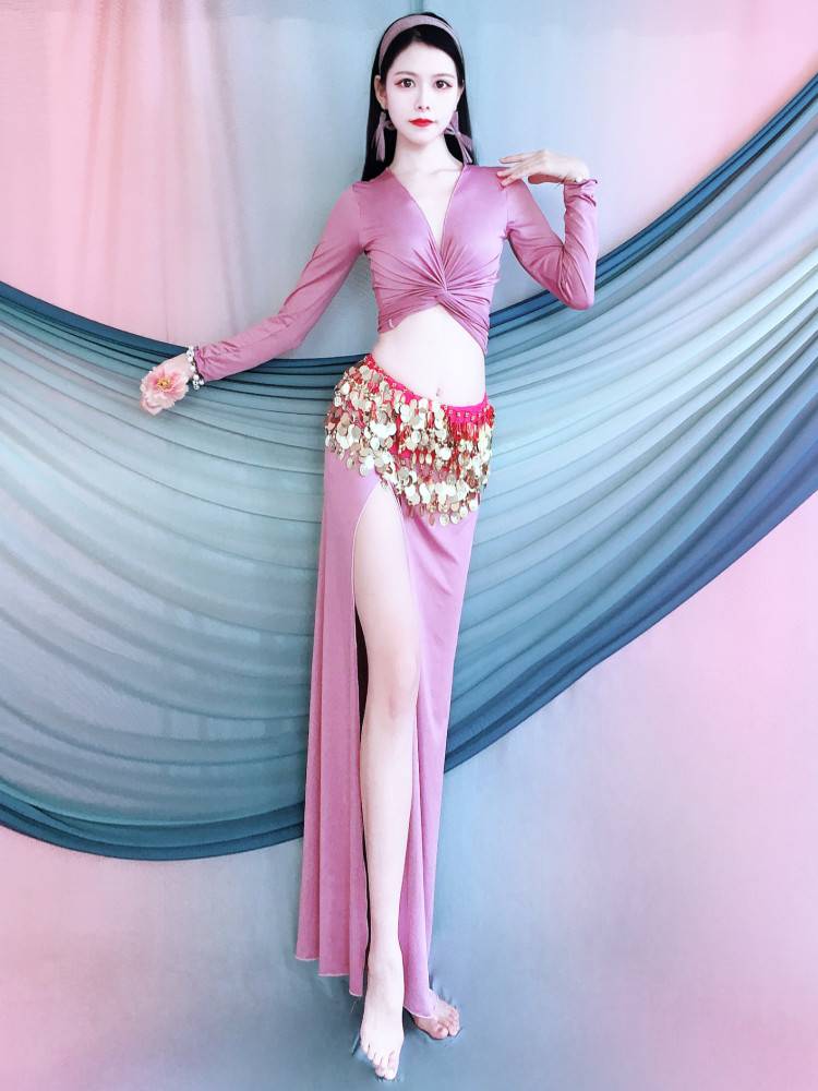 Belly Dance Clothing 2024 New Spring and Summer Gradient Color Paris Practice Practice Dress Skirt Set Children