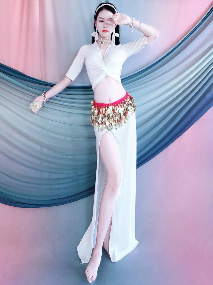 Belly Dance Clothing 2024 New Spring and Summer Gradient Color Paris Practice Practice Dress Skirt Set Children