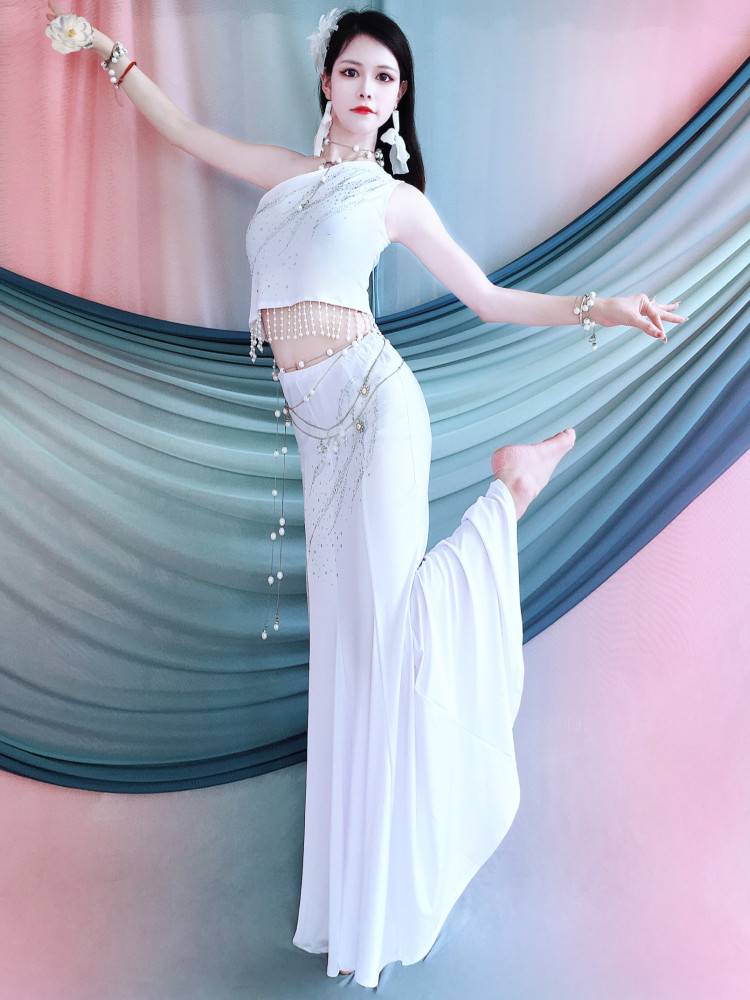 Belly Dance Performance Server Performance Skirt Performance Female Fish Tail Long Skirt Set Dai Dance Skirt Peacock Dance Dance Series