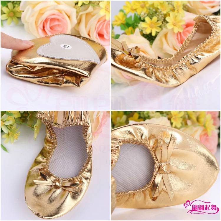 Adult belly dance shoes Children's soft sole shoes dance shoes Indian dance practice ballet gold soft bottom dance shoes