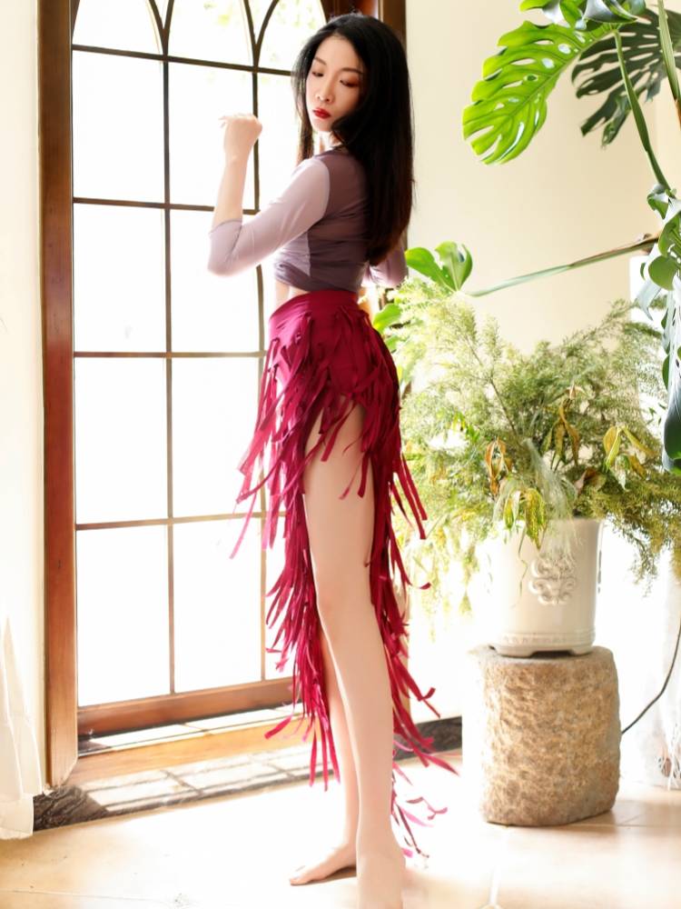 Cherrydancer Ji Xiaobai original handmade running spouse split skirt comes with leggings, personalized belly dance
