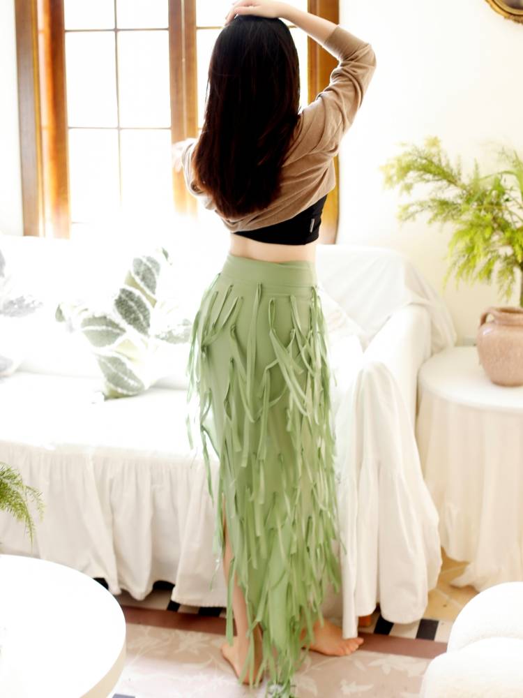 Cherrydancer Ji Xiaobai original handmade running spouse split skirt comes with leggings, personalized belly dance