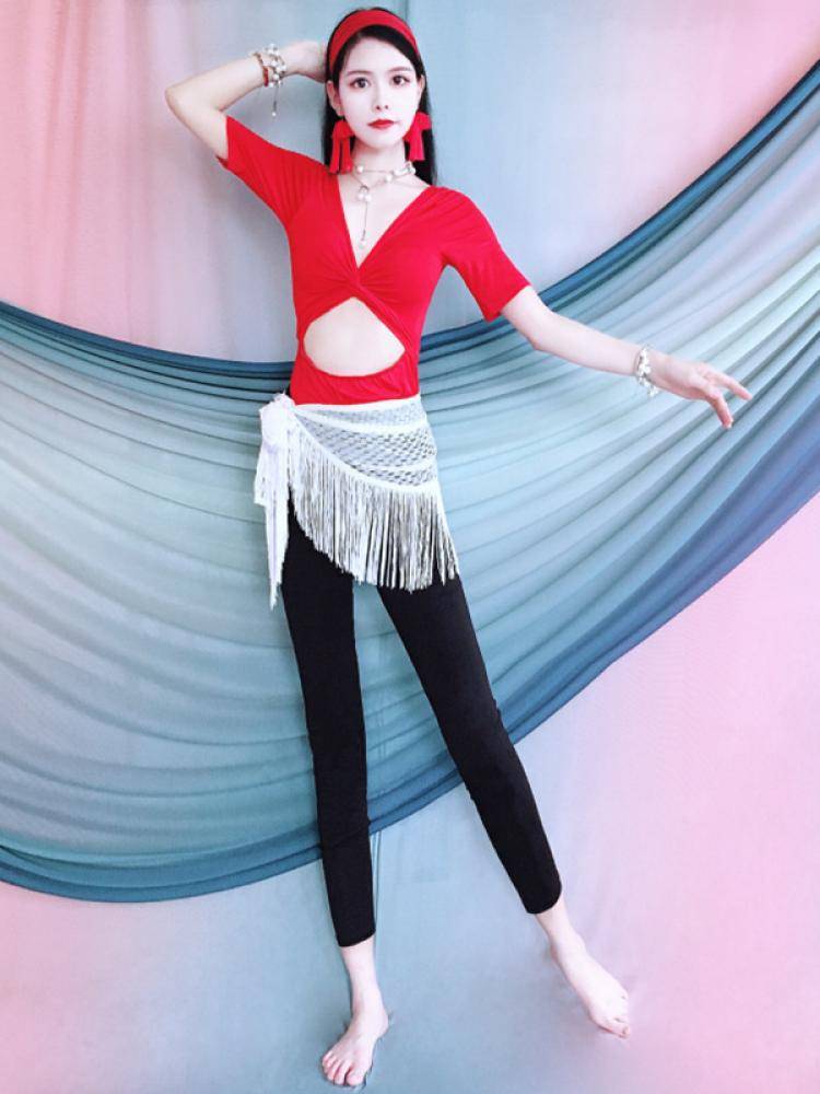 Belly Dance Clothing Practice Services 2024 Summer New Top Delle Slicit Hip Scarf Pants Junior Practice Clothing Set