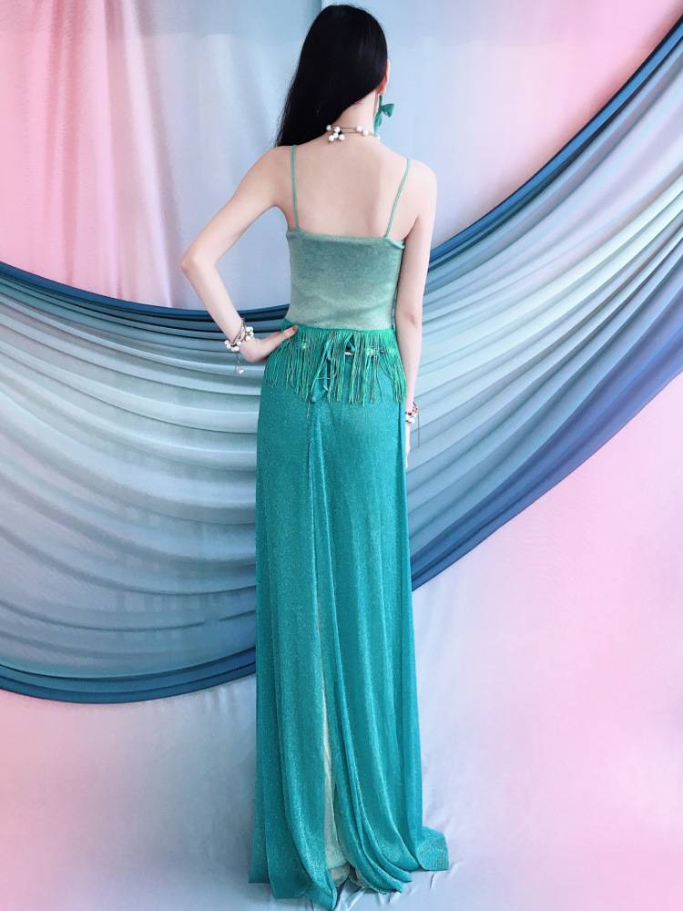 Yaminxin Huimei new 2024 spring and summer belly dance clothing embroidery tassel set Oriental dance performance service practice