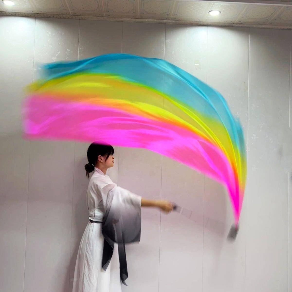 Fairy Meteor Hammer Hammer Opening Ceremony Dance Ribbon Belly Dance Turbine Scarf True Gradient Color Games Ribbon